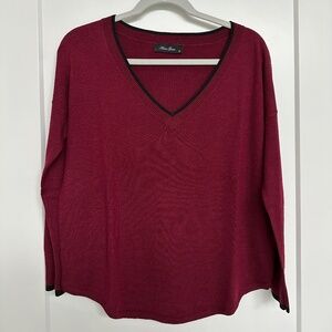 Anna Grace Maroon V-Neck Sweater